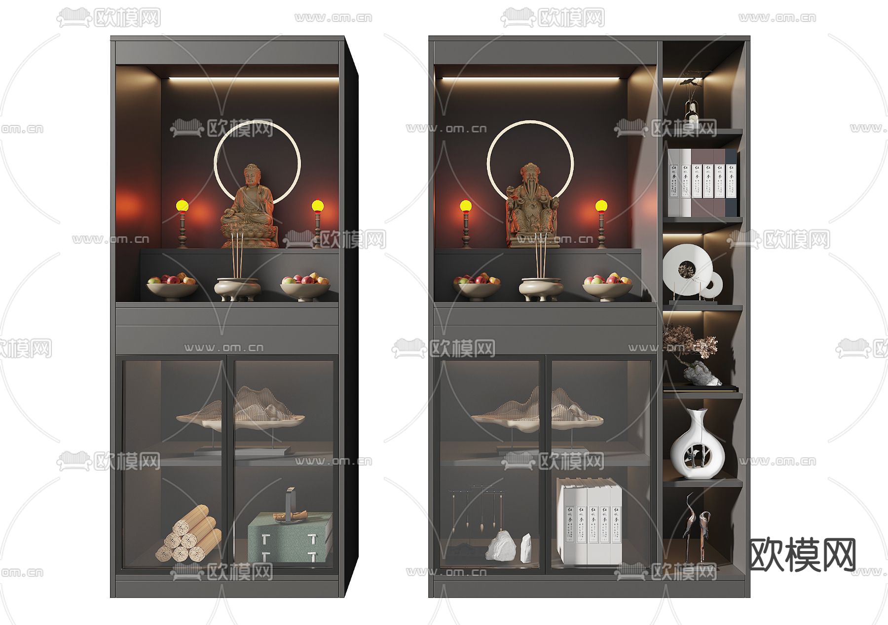 新中式佛龛 佛像3d模型下载