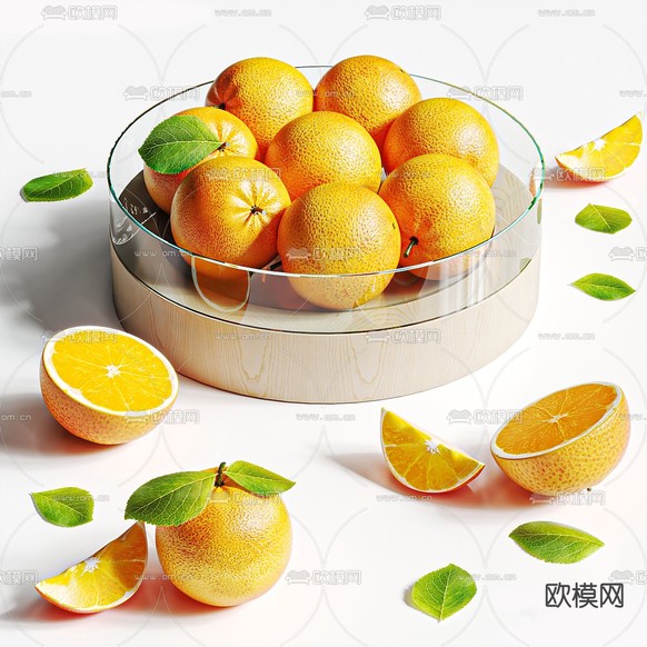 水果 果盘 橙子3d模型下载(渲染图1)