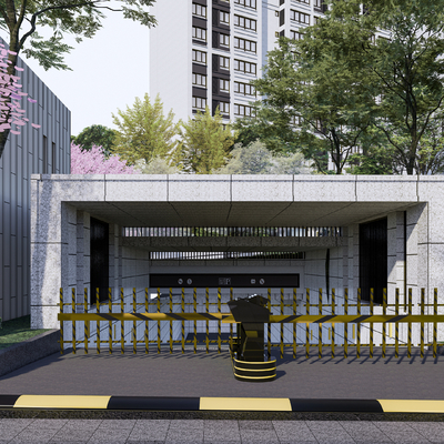  小区地库入口su模型 