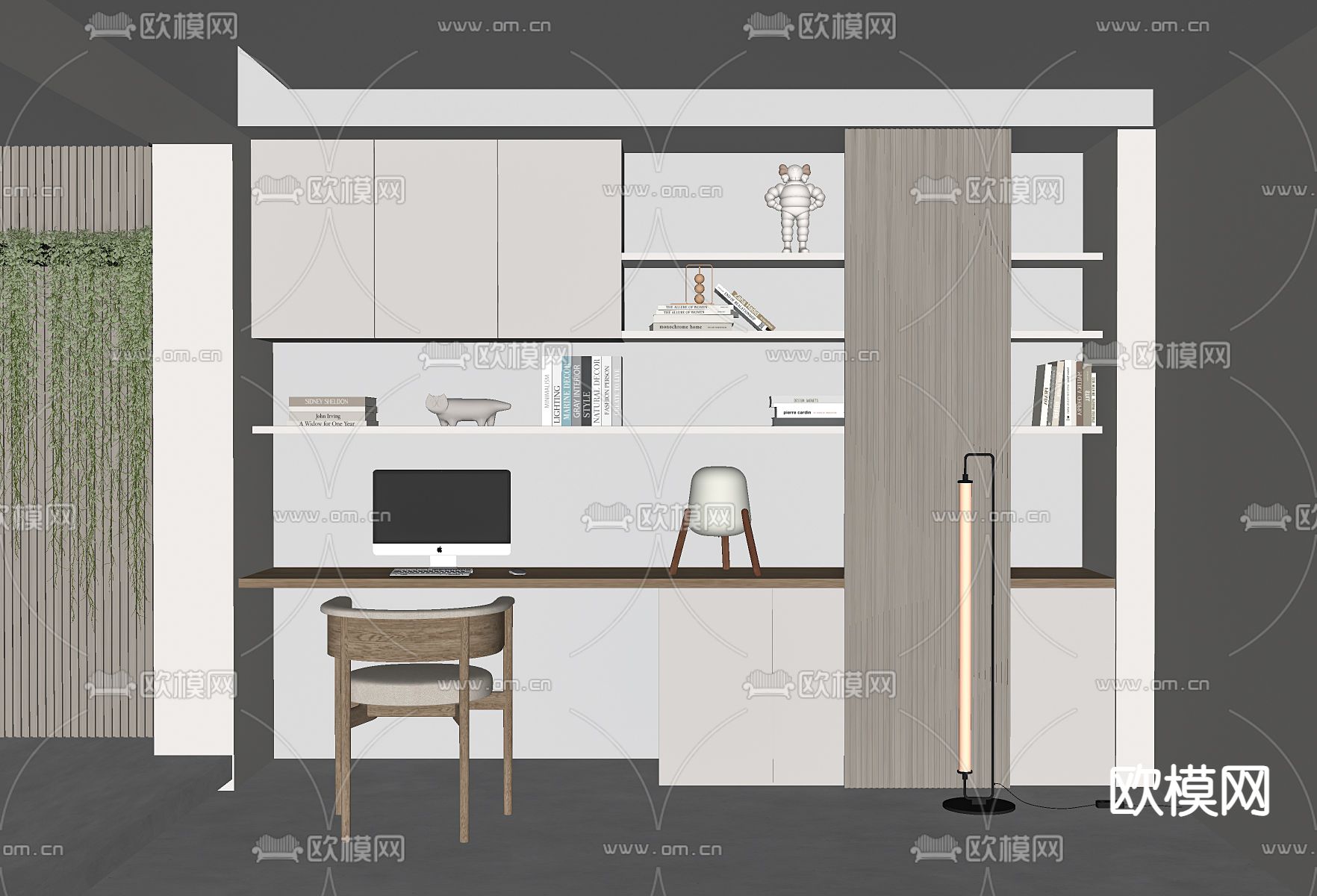 现代书房su模型下载（渲染图2）