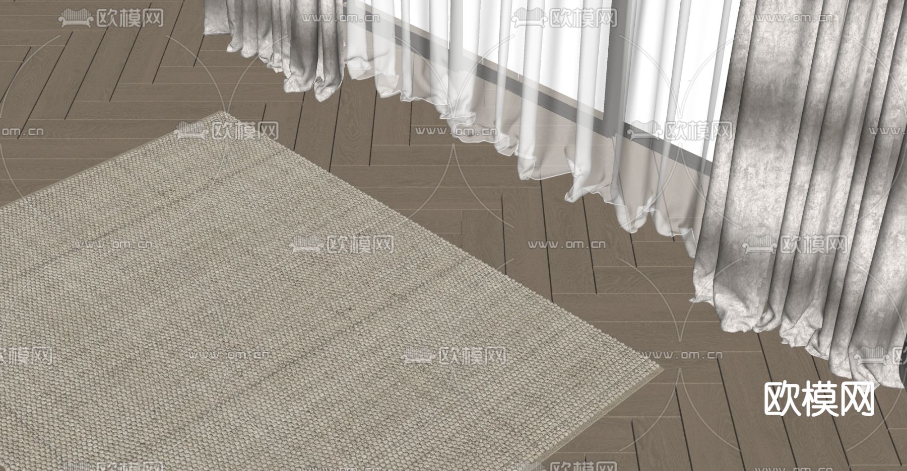 现代地毯su模型下载（渲染图2）