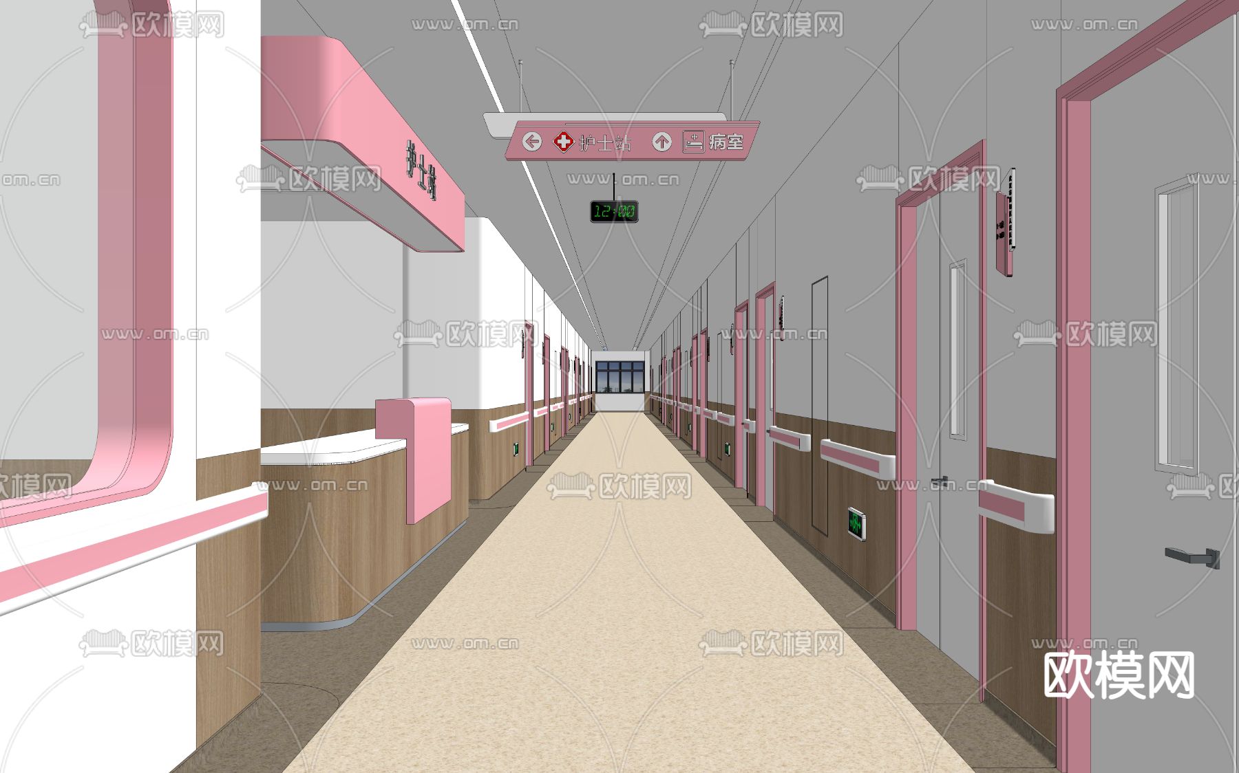 儿童医院 护士站su模型下载（渲染图3）