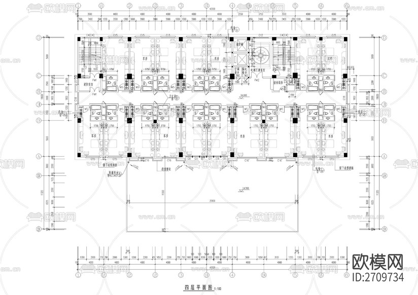 十層賓館全套建筑cad施工圖下載(渲染圖5)