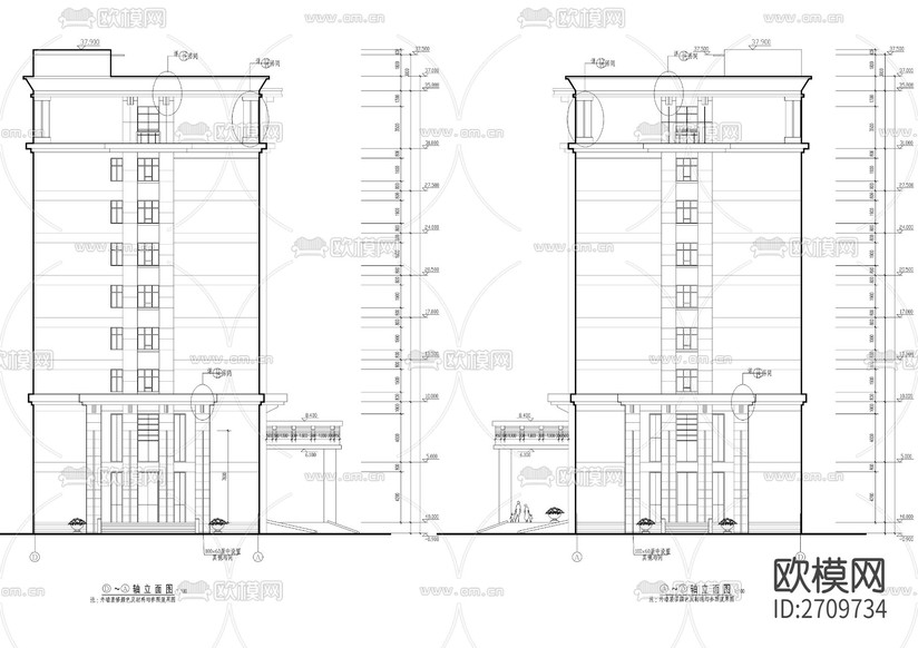 十層賓館全套建筑cad施工圖下載(渲染圖10)