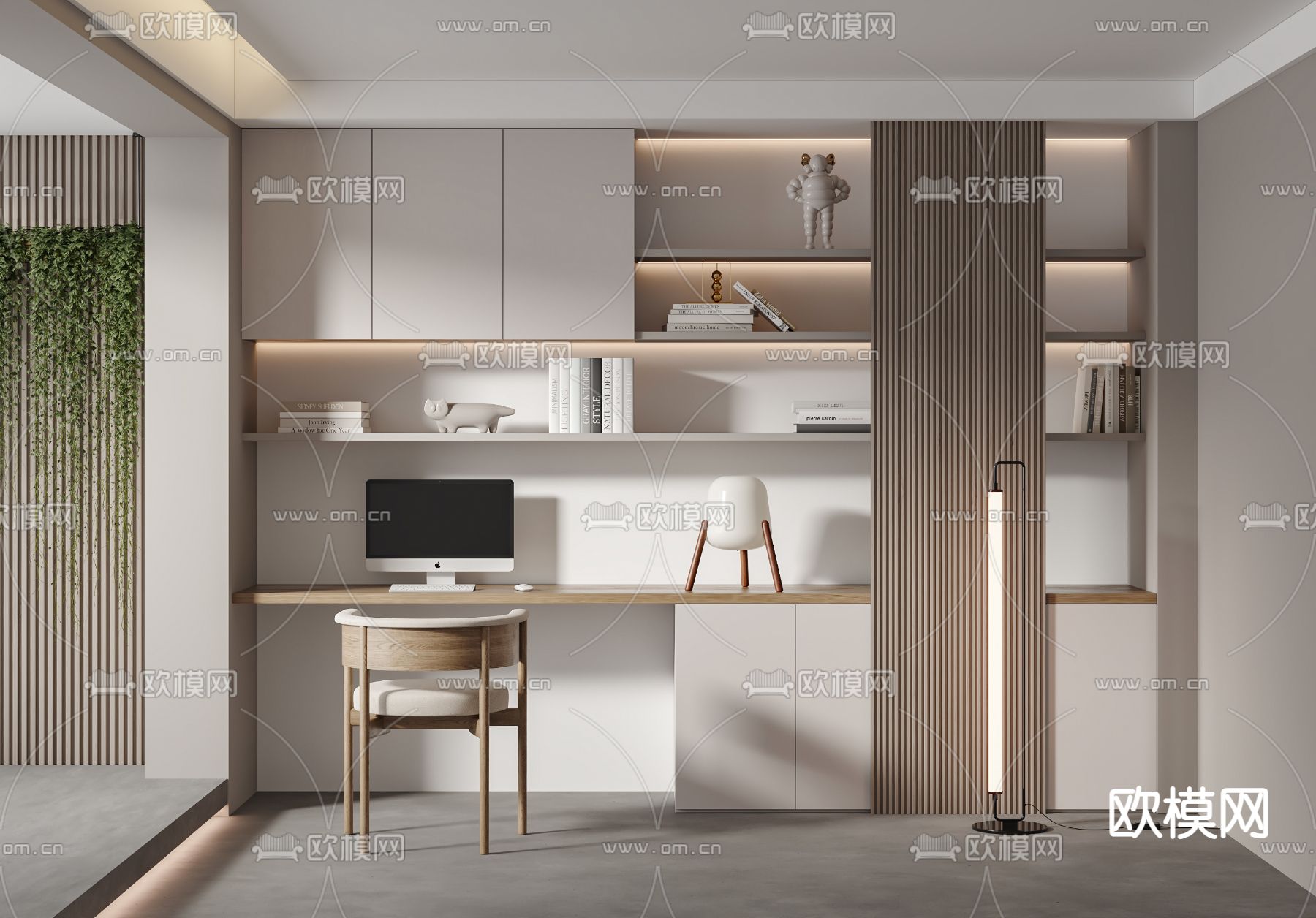 现代书房su模型下载（渲染图1）