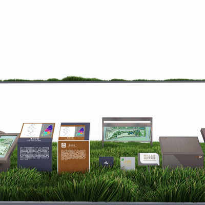  现代标识 导视牌 警示牌su模型 