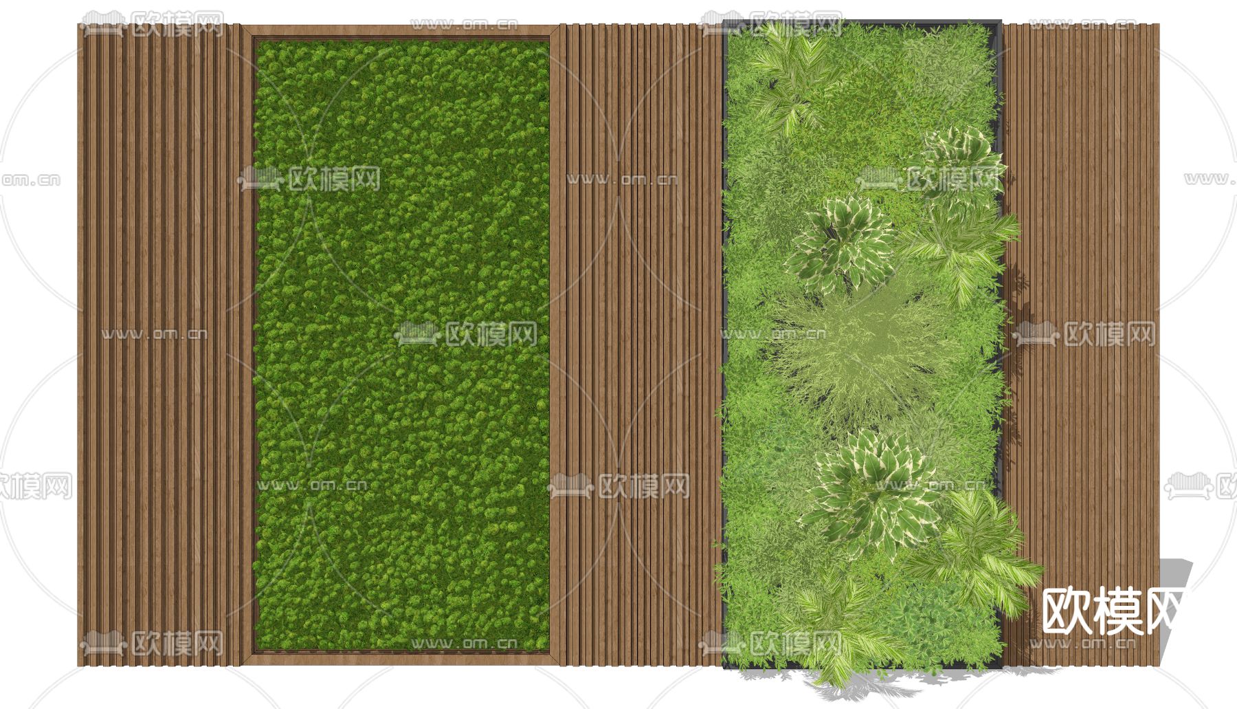 现代绿植墙su模型下载（渲染图2）