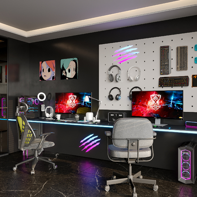  现代电竞房su模型 