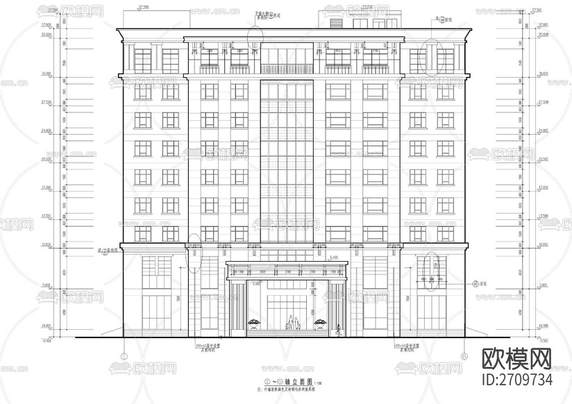 十層賓館全套建筑cad施工圖下載(渲染圖8)