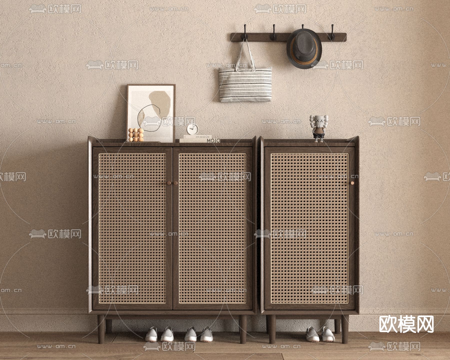 侘寂鞋柜su模型下载（渲染图1）