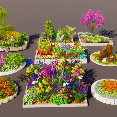  花草 花坛 植物堆su模型 