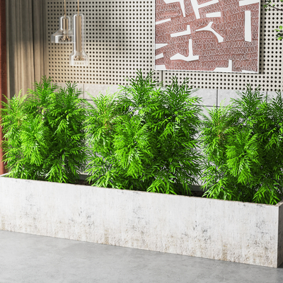  现代绿植花坛su模型 