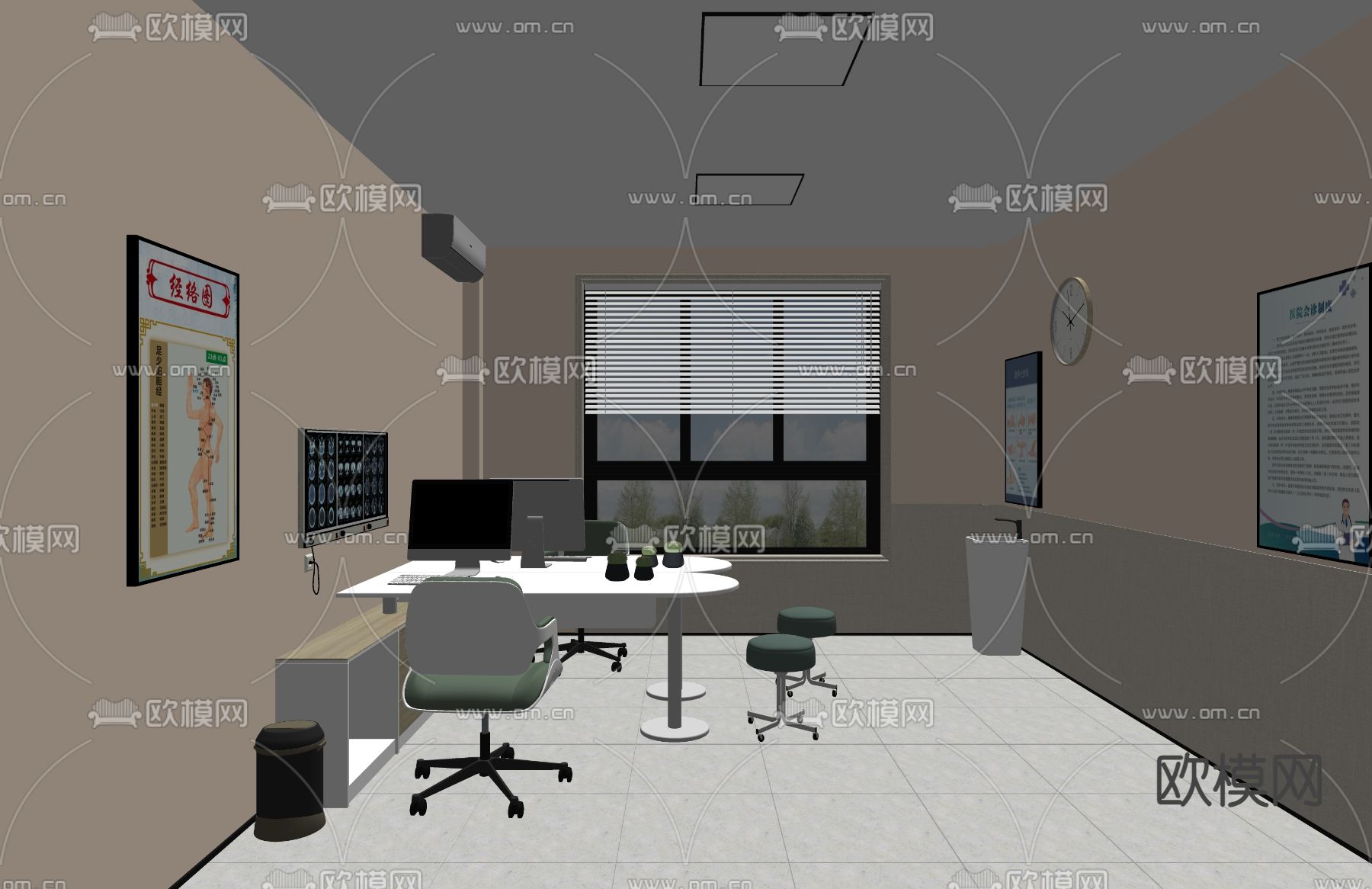 医院问诊室 诊疗室su模型下载（渲染图2）
