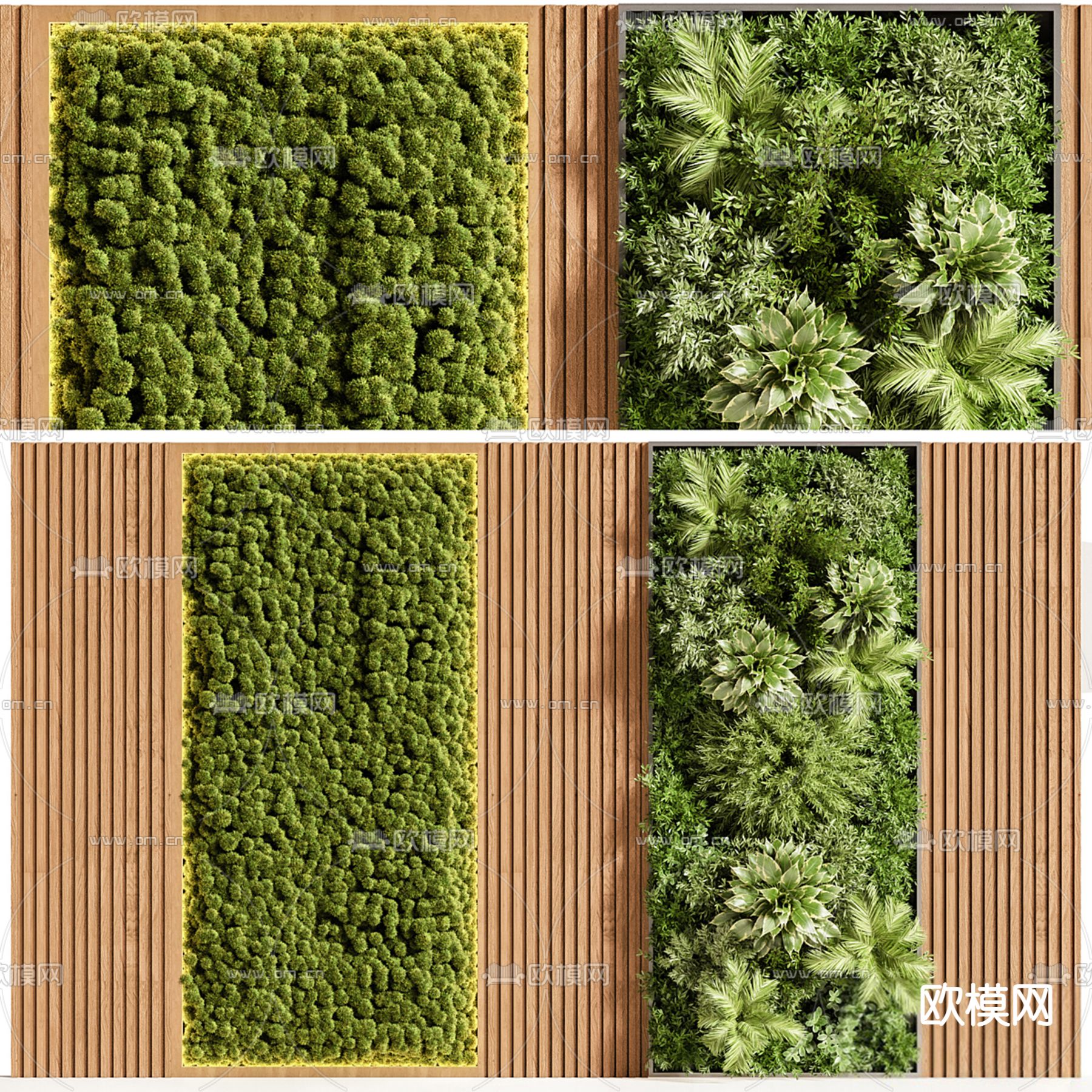 现代绿植墙su模型下载（渲染图1）