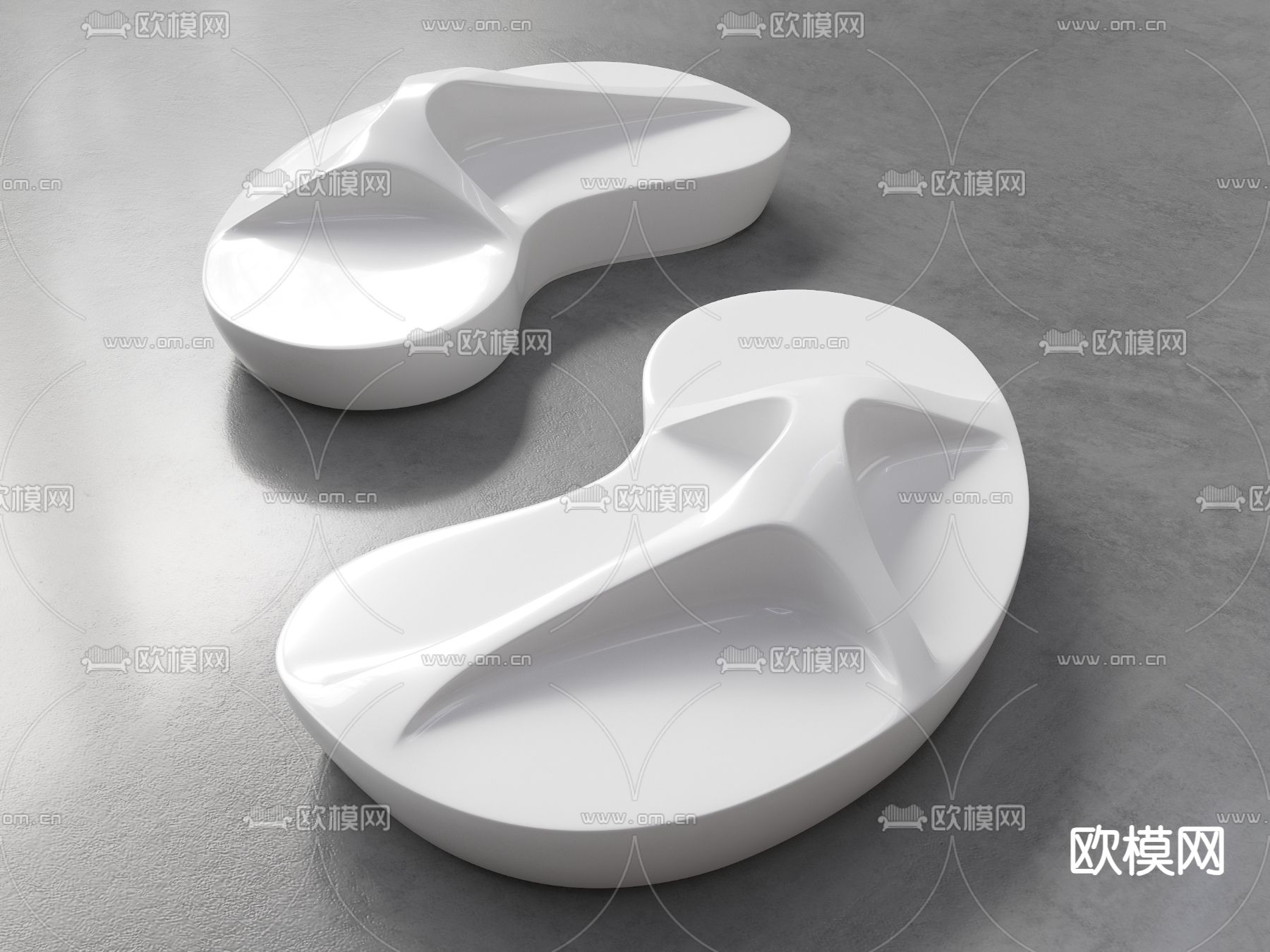 现代异形公共椅su模型下载（渲染图1）