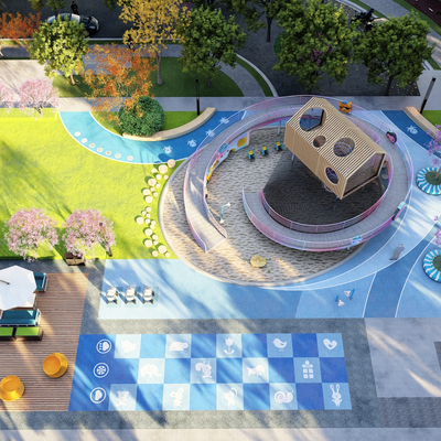  儿童游乐区su模型 