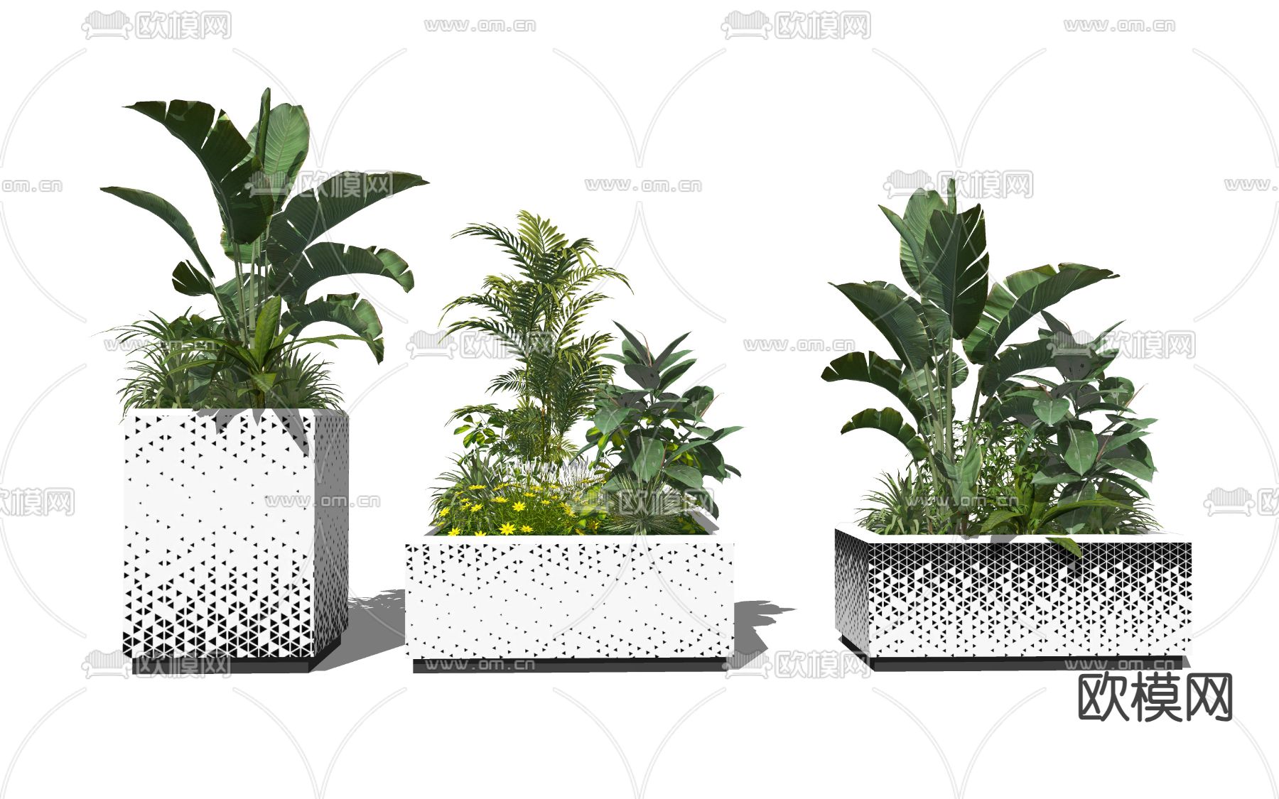 现代花草花箱su模型下载（渲染图2）