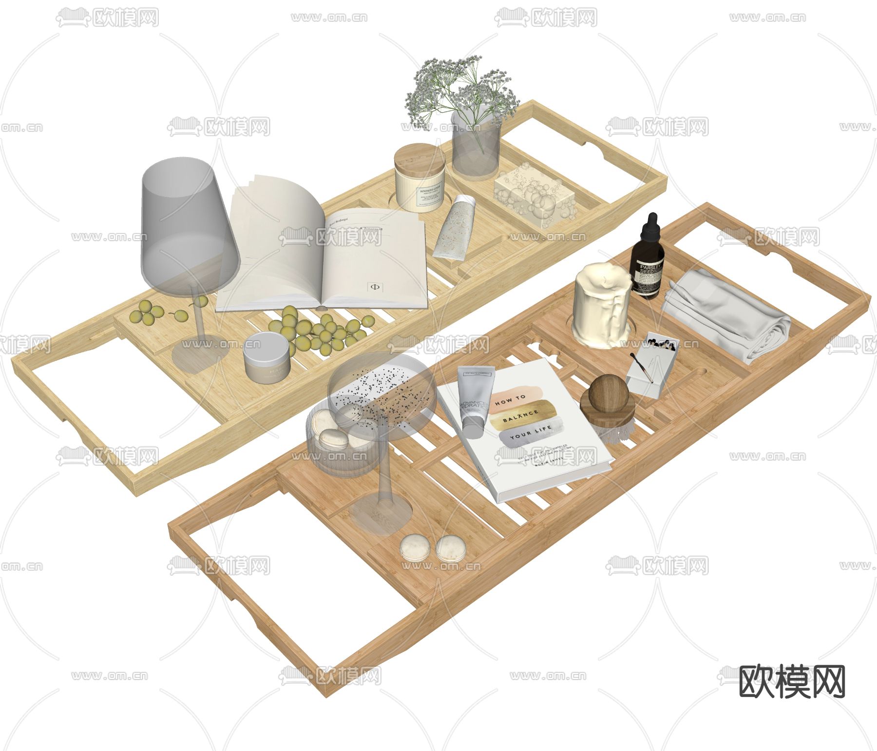 现代洗浴用品su模型下载（渲染图2）