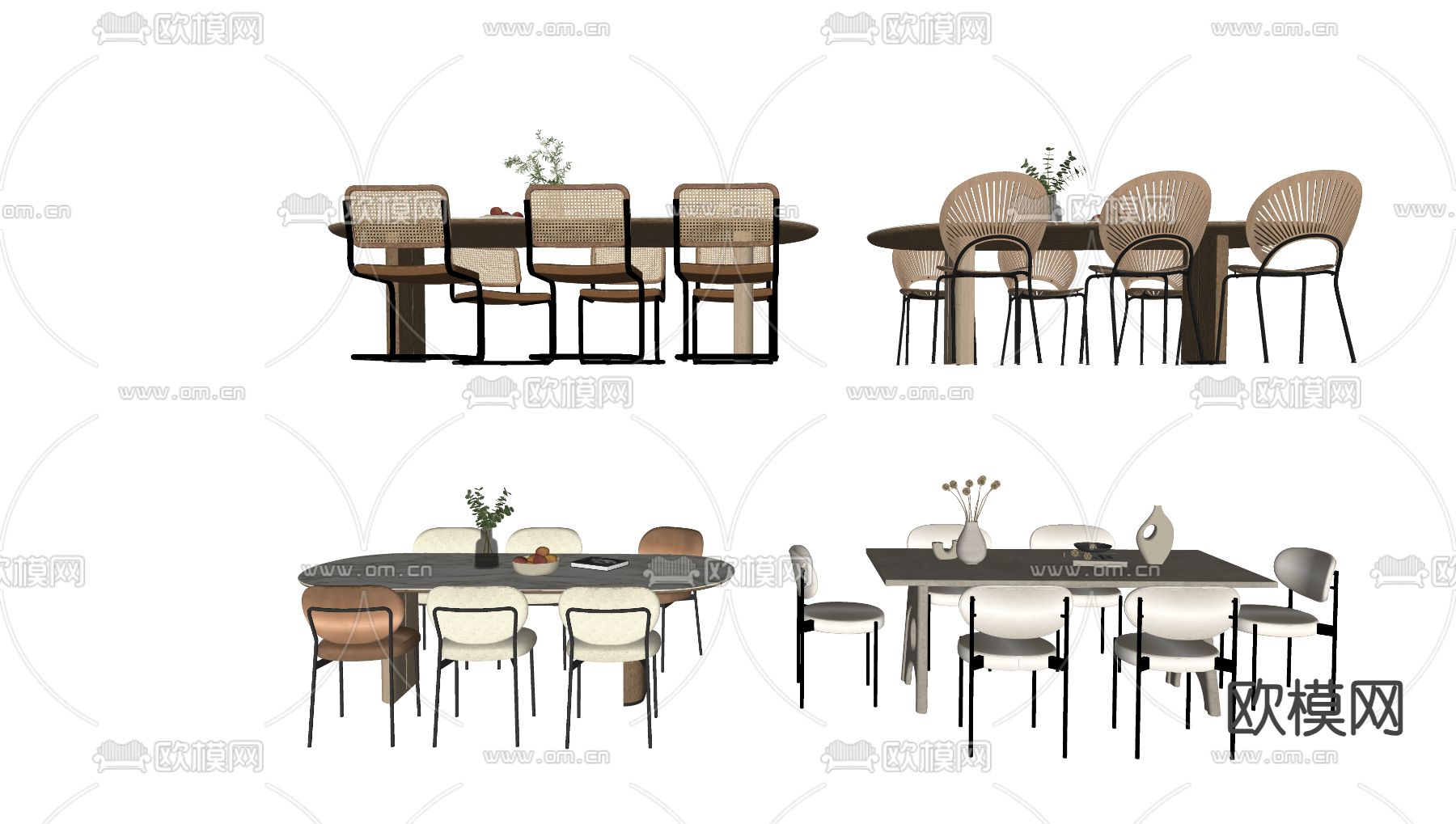 奶油风组合沙发su模型下载（渲染图2）