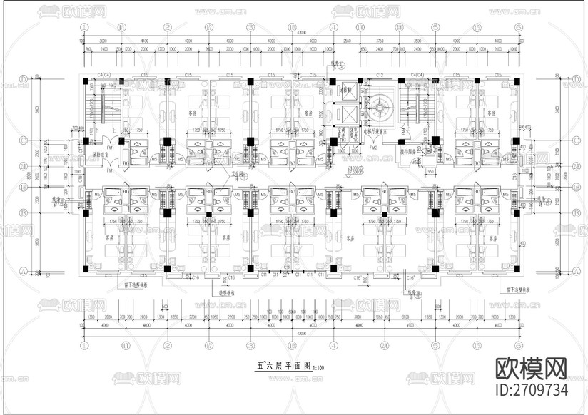 十層賓館全套建筑cad施工圖下載(渲染圖6)