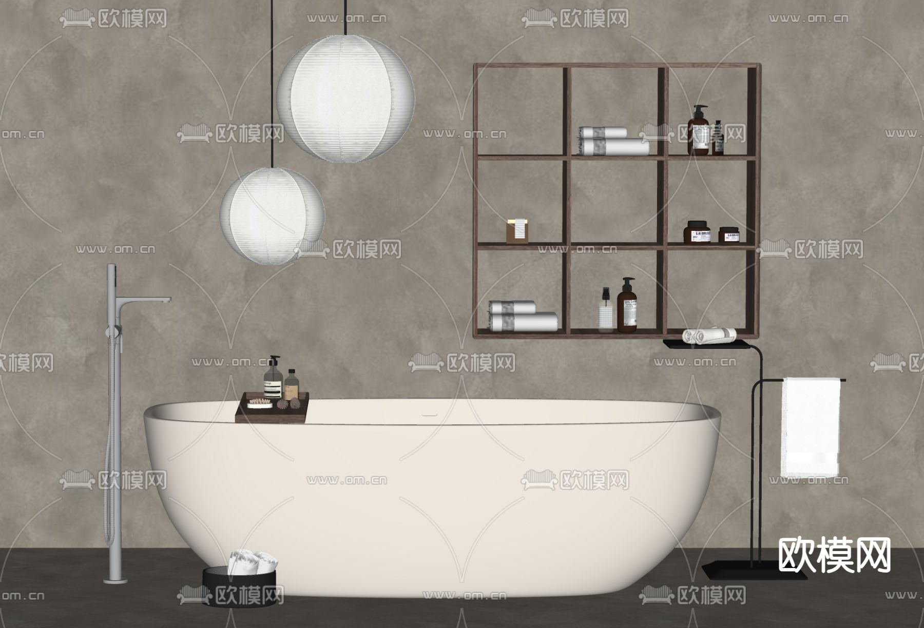现代浴缸su模型下载（渲染图2）