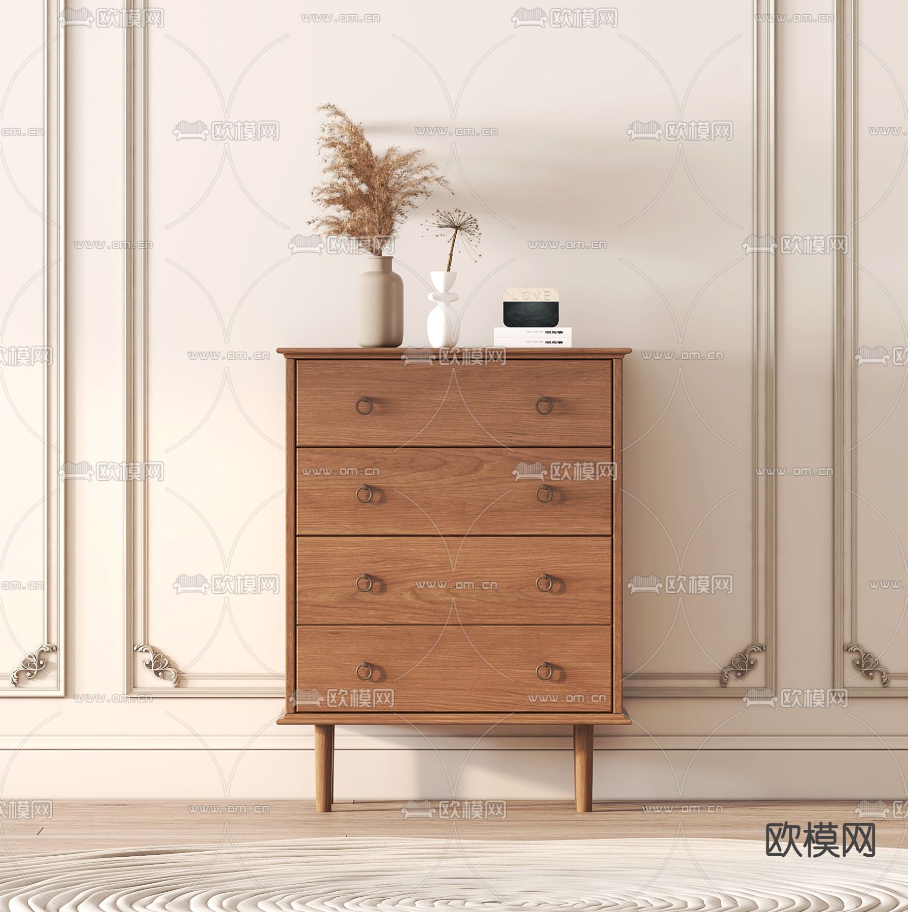 北欧边柜 斗柜3d模型下载