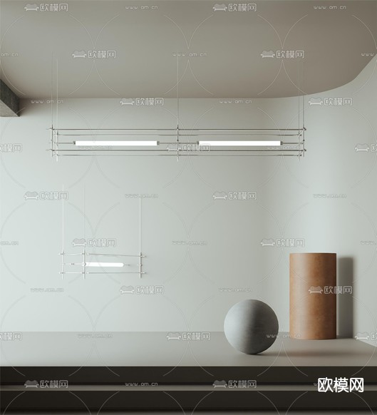 长吊灯 餐厅吊灯3d模型下载