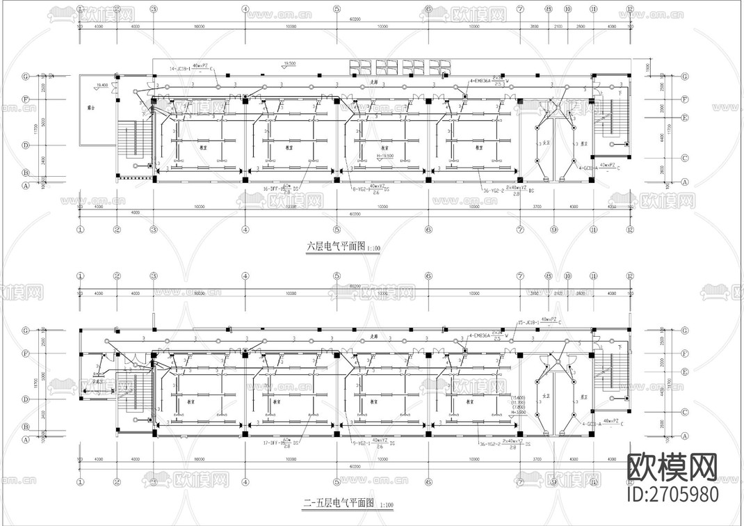 实训教学楼cad施工图-免费3dmax模型库-欧模网
