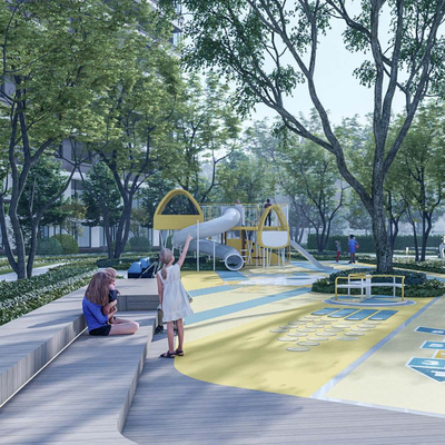  小区游乐场 儿童活动区su模型 