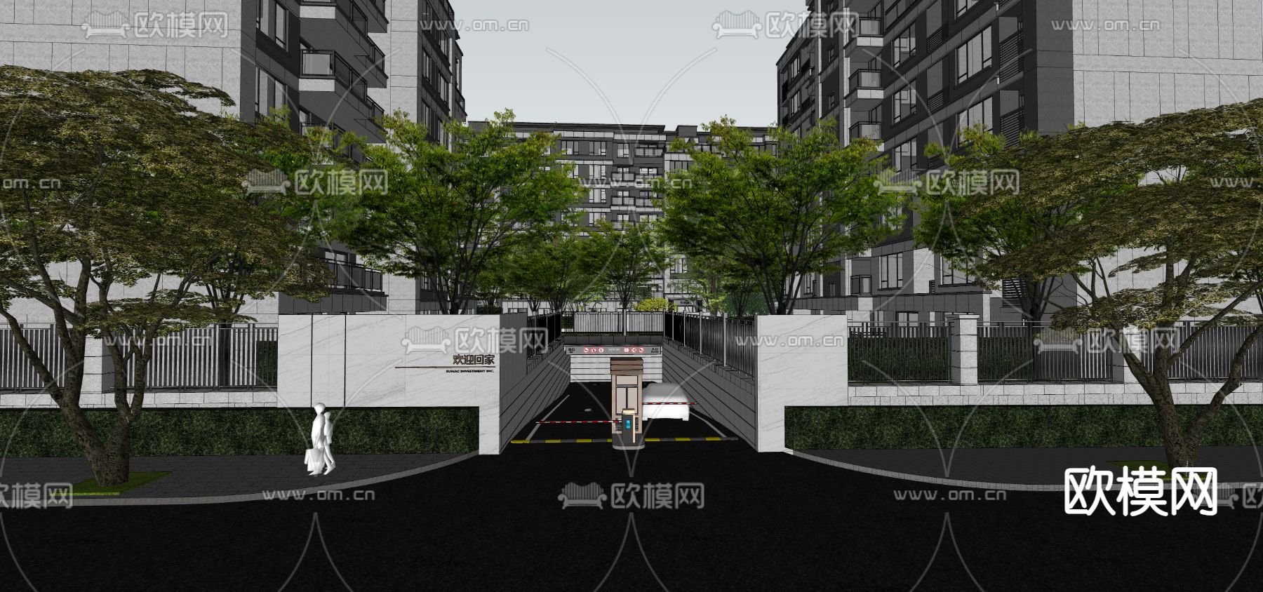 车库入口 地库入口su模型下载（渲染图3）