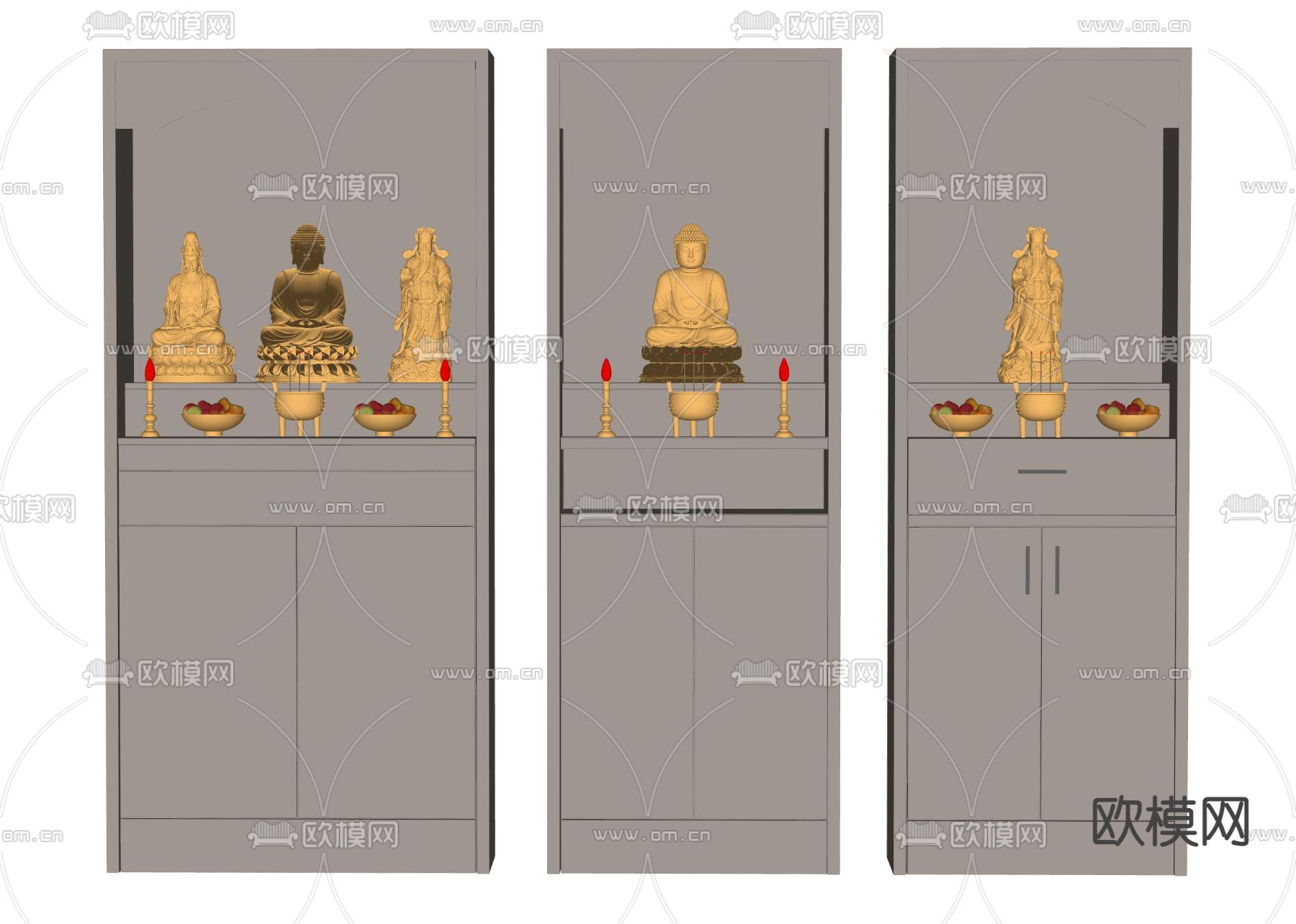 现代佛龛 祭台su模型下载（渲染图2）