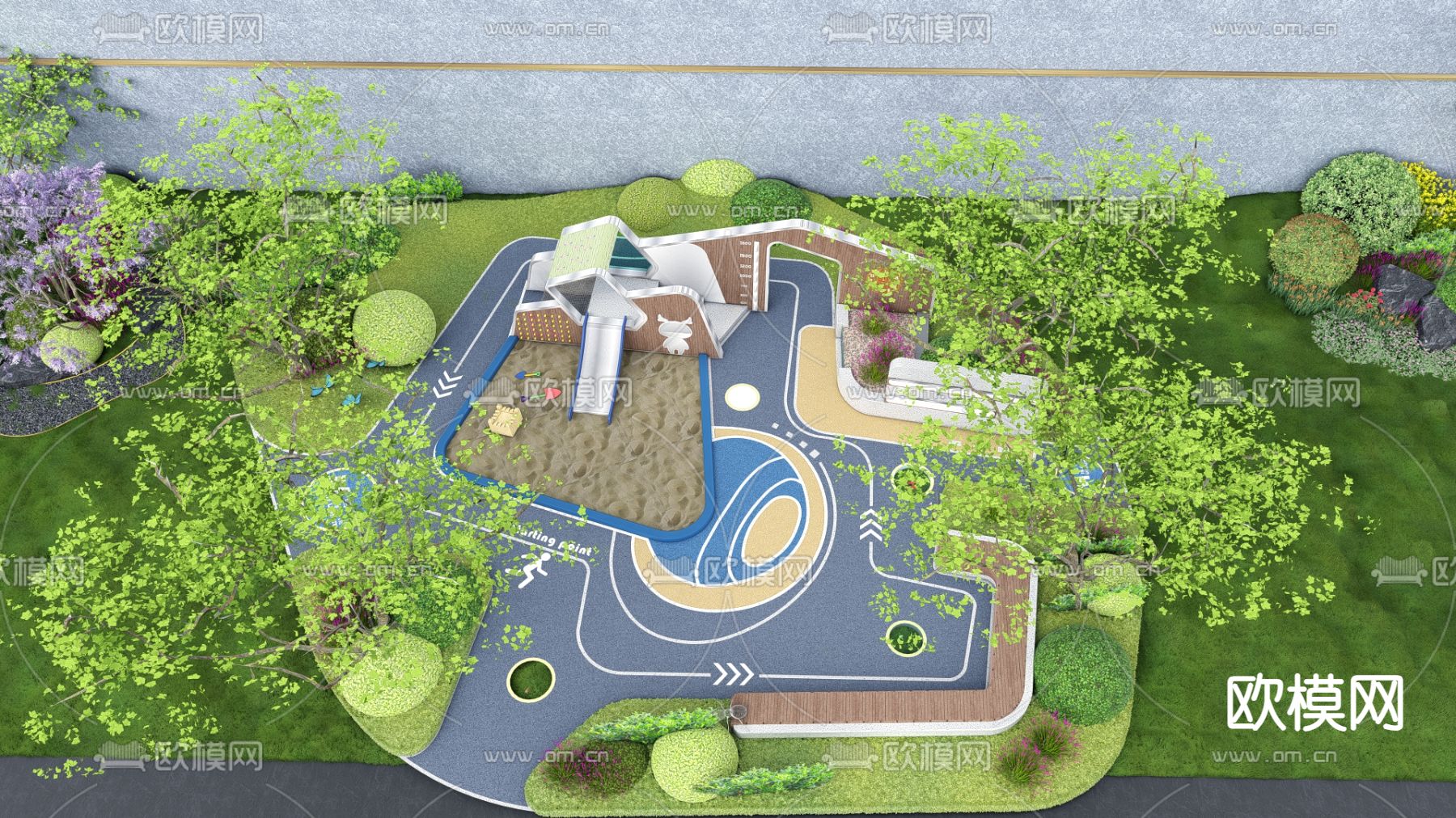 儿童游乐区su模型下载（渲染图1）