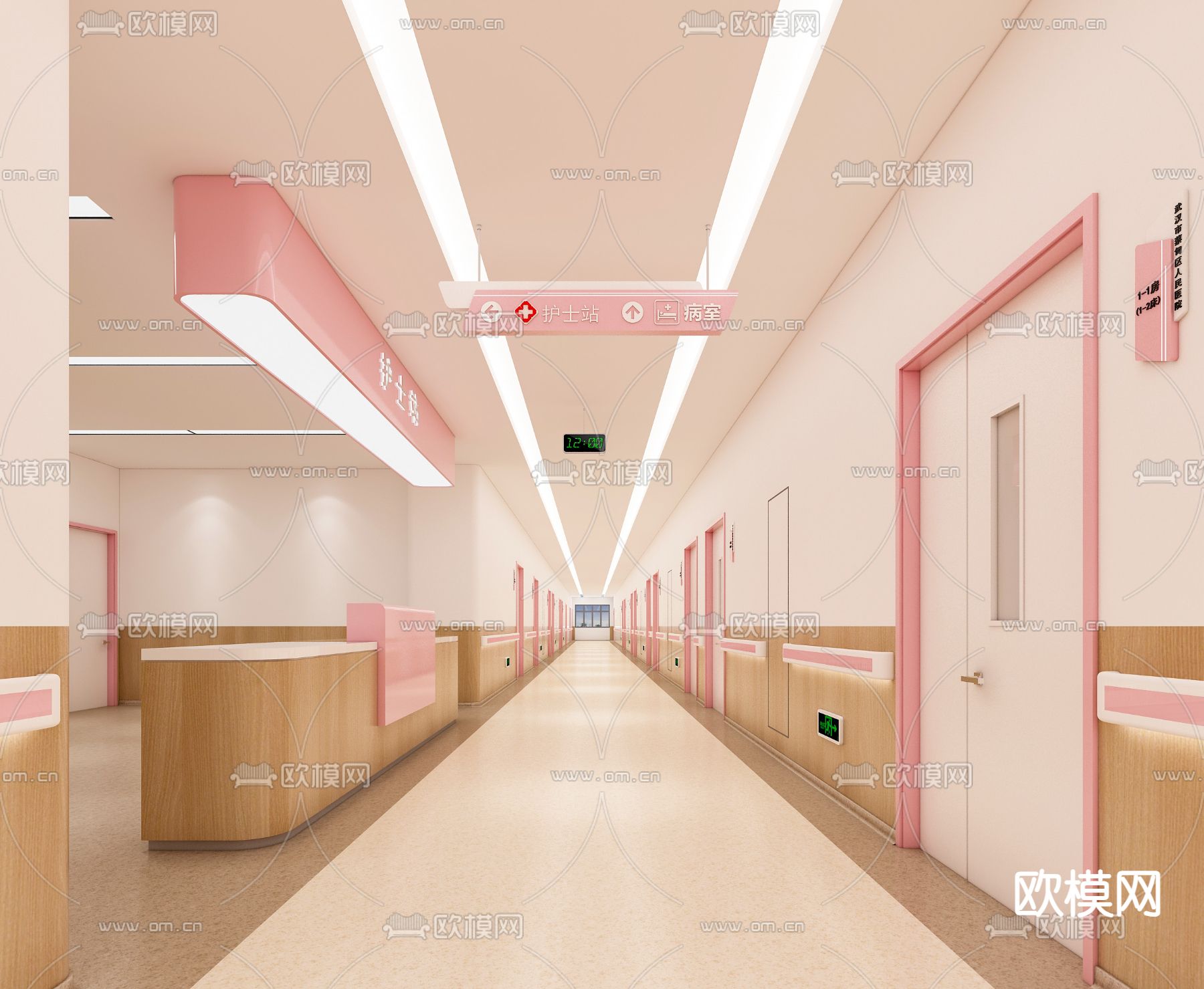 儿童医院 护士站su模型下载（渲染图1）