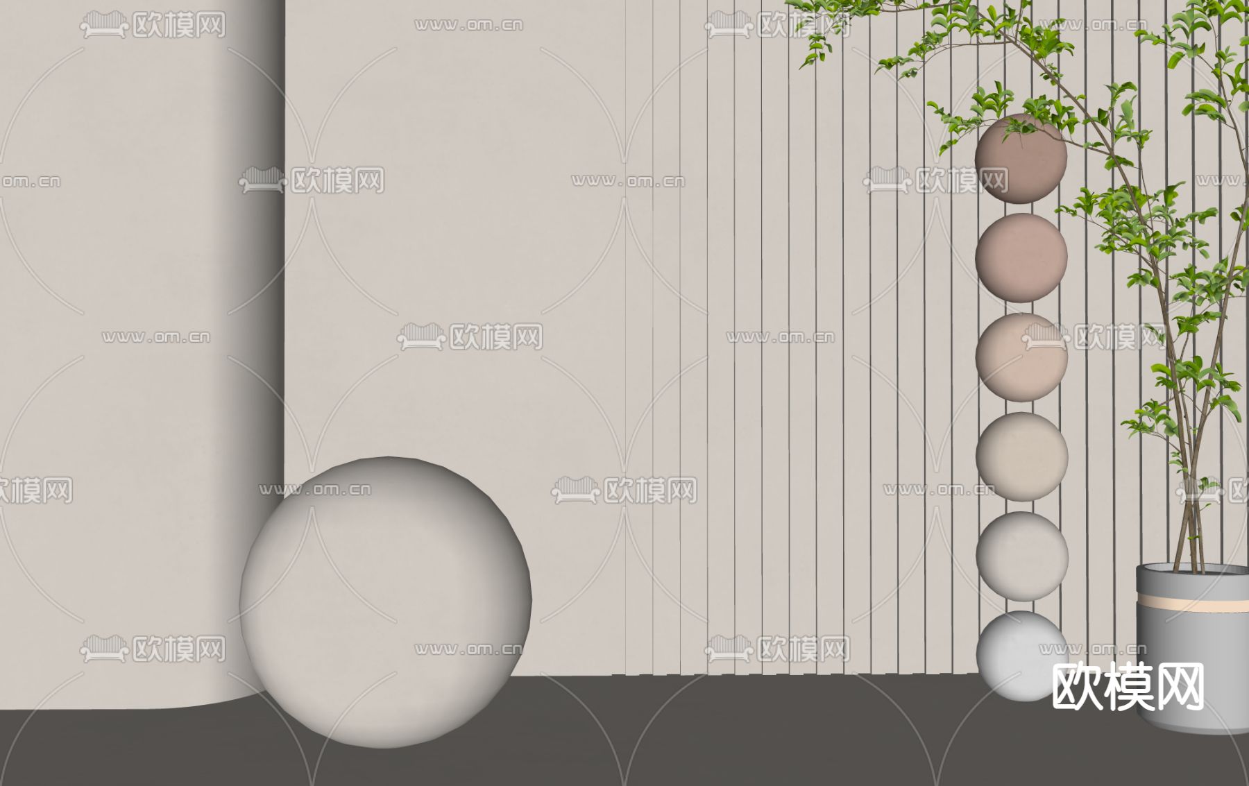 侘寂微水泥 肌理漆su模型下载（渲染图2）