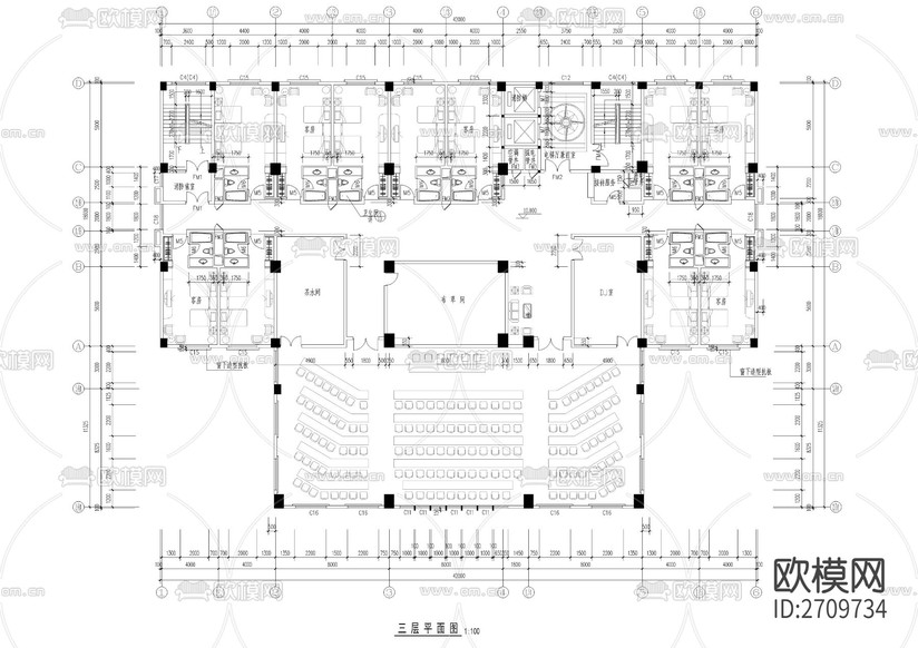 十層賓館全套建筑cad施工圖下載(渲染圖4)