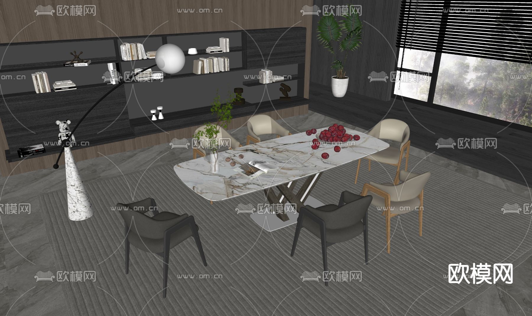 Poliform 餐桌椅su模型下载（渲染图2）