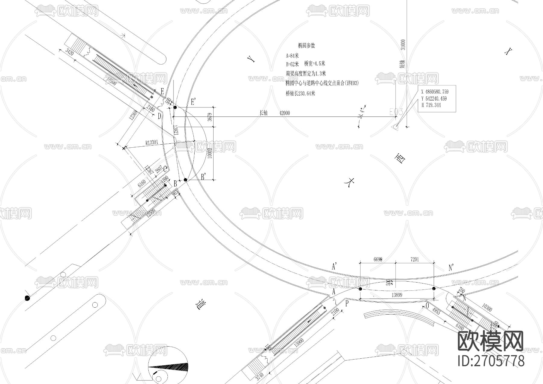 人行天桥cad大样详图下载（渲染图2）
