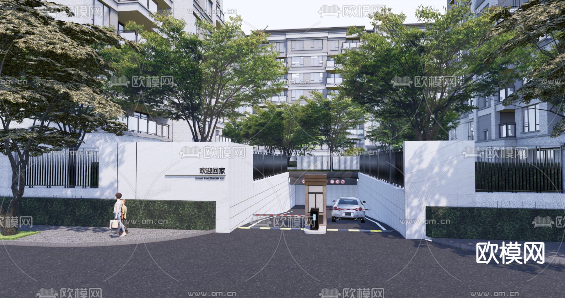 车库入口 地库入口su模型下载（渲染图2）