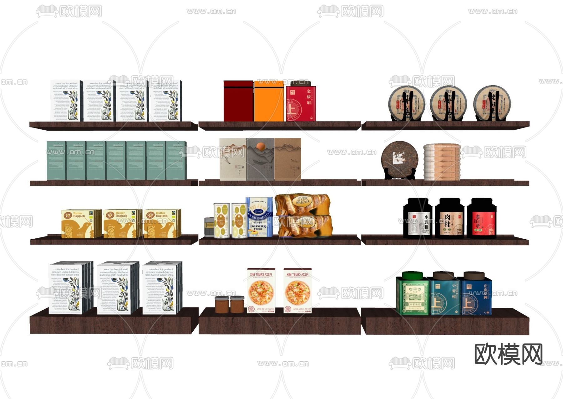 饮料 茶叶 茶饼 茶罐su模型下载（渲染图2）