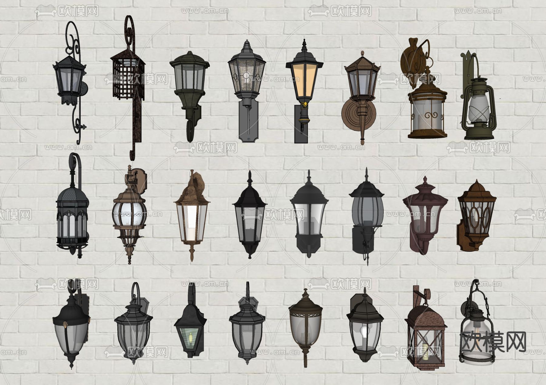 欧式壁灯su模型下载（渲染图2）