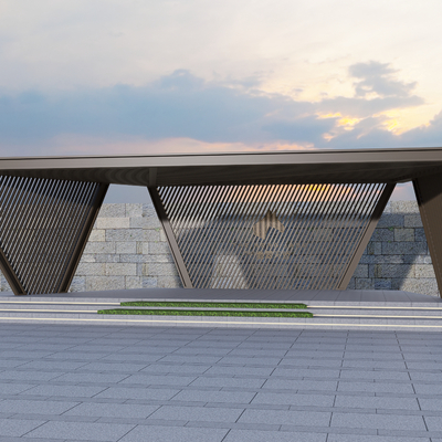 现代休闲亭子 廊架su模型