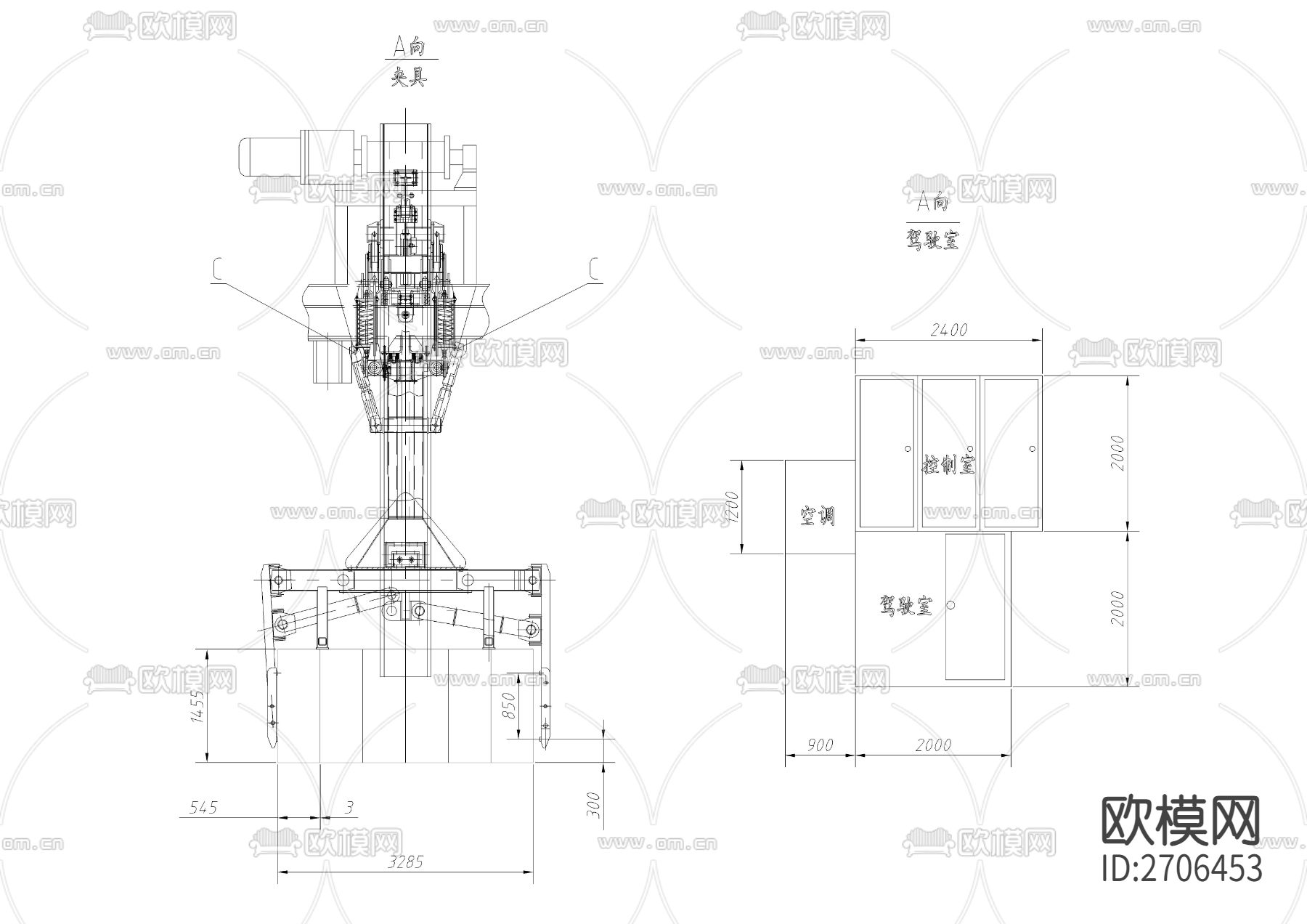 16T夹钳吊cad大样图下载（渲染图3）