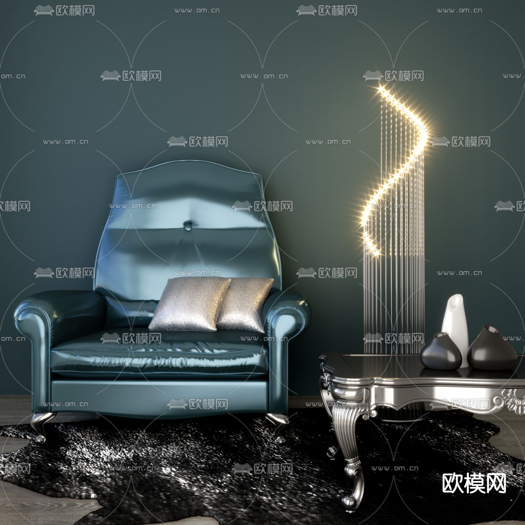 欧式单人沙发3d模型下载