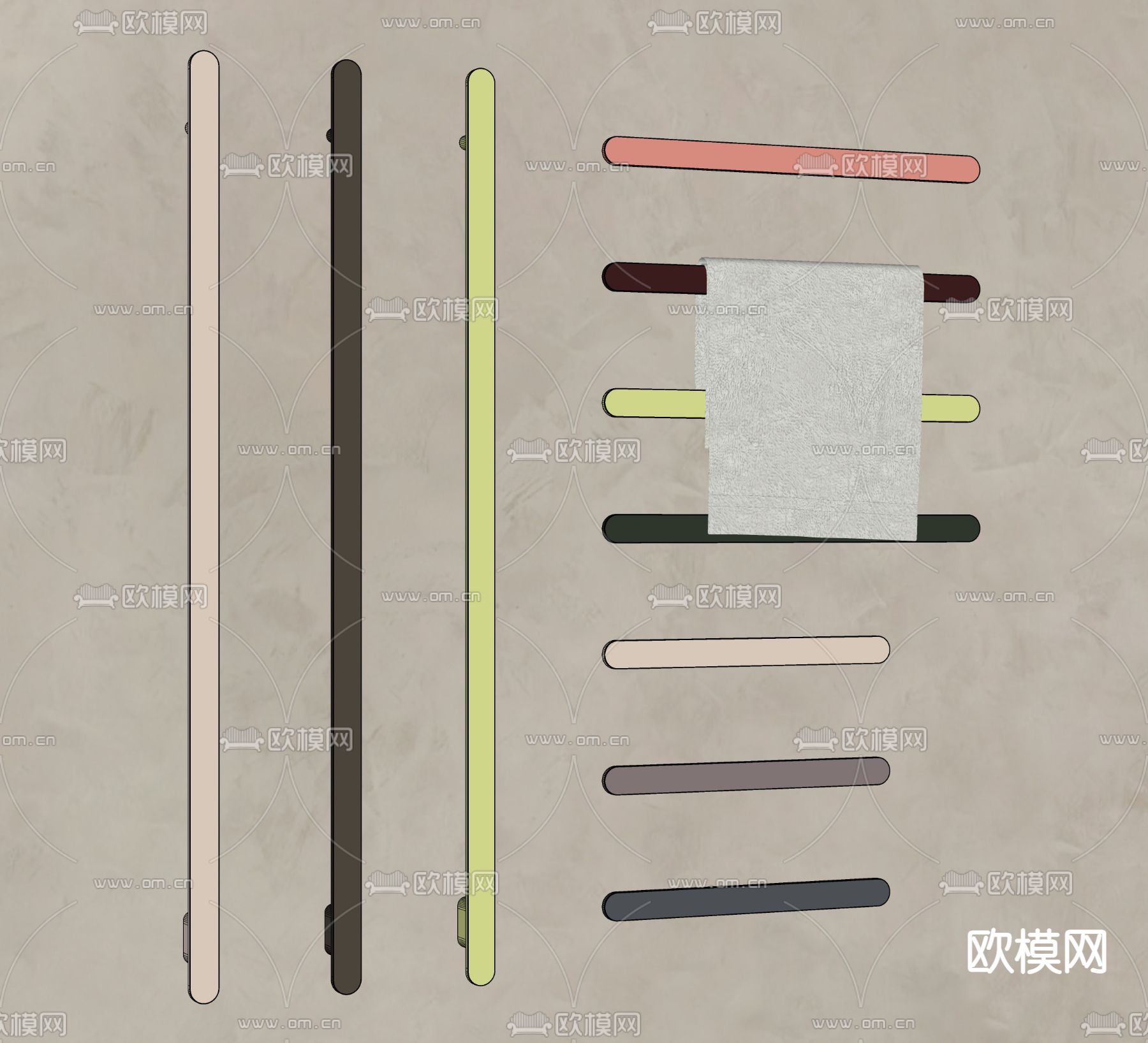 现代毛巾架 加热器su模型下载（渲染图2）
