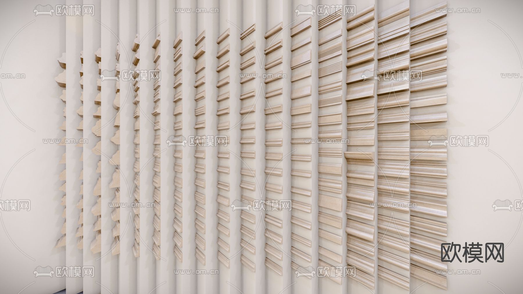 简欧石膏线 踢脚线su模型下载（渲染图2）