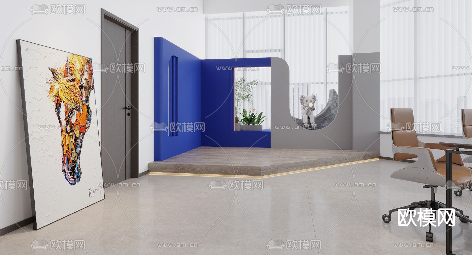 办公区 办公室3d模型下载（渲染图2）