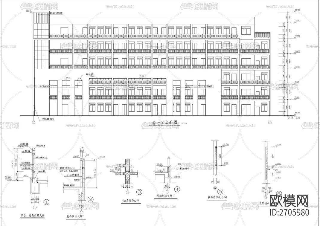 实训教学楼cad施工图-免费3dmax模型库-欧模网