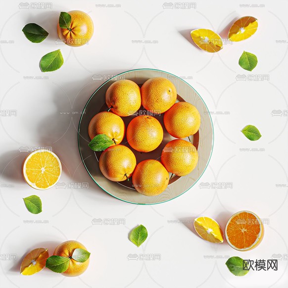 水果 果盘 橙子3d模型下载(渲染图2)