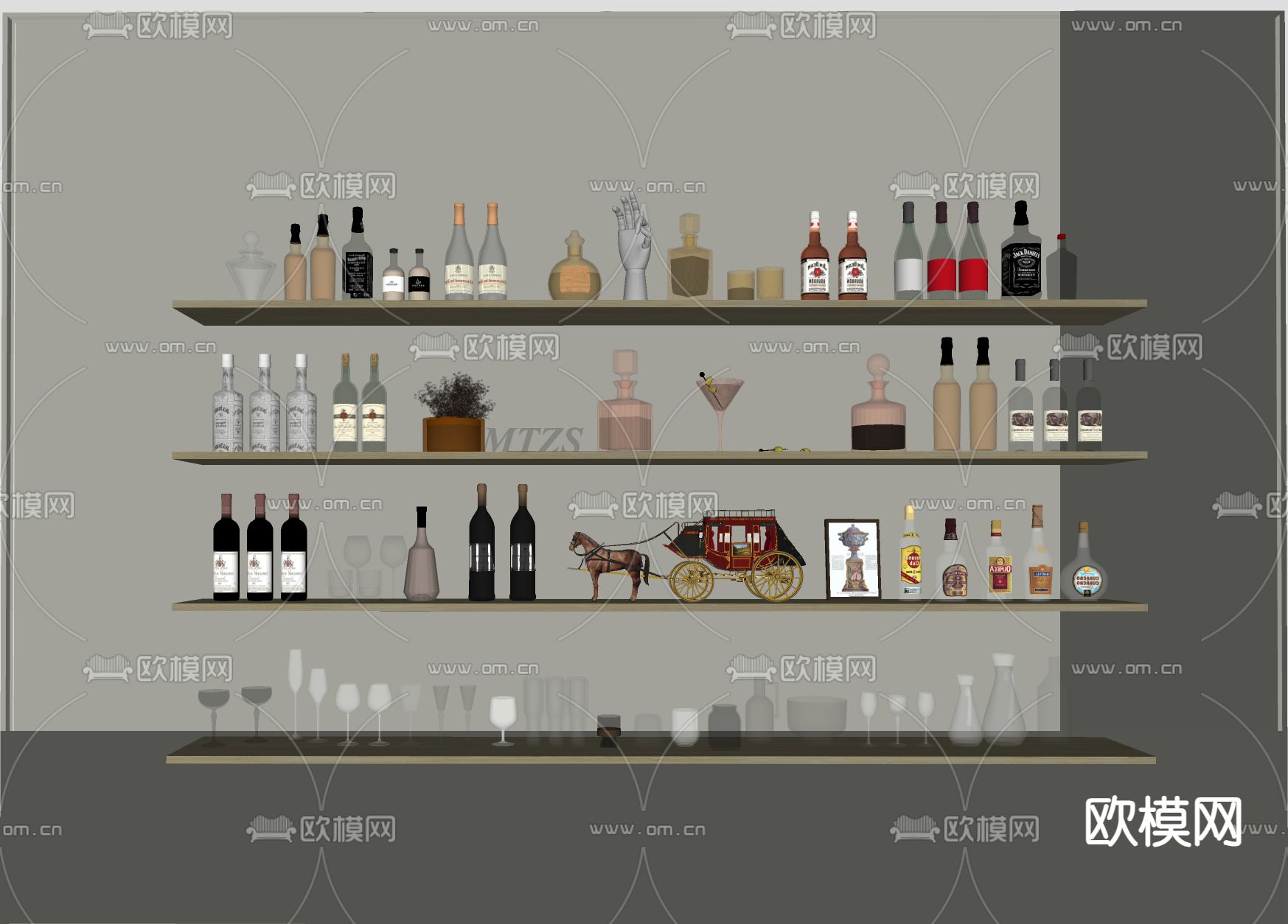 酒具 酒水su模型下载（渲染图2）