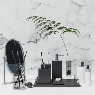  洗漱用品 牙刷 香薰 镜子su模型 